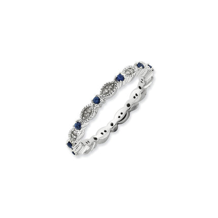 Sterling Silver Stackable Expressions Polished Sapphire & Dia Ring | QSK805 ,