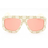 Gucci Men's Sunglasses - Ivory Plastic Shield Shape Frame Orange Lens | GG0983S 001 ,