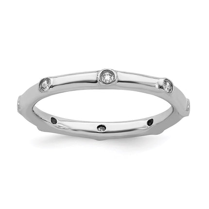 Sterling Silver Stackable Expressions White Topaz Ring | QSK377 ,