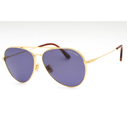 Tom Ford Unisex Sunglasses - Shiny Deep Gold Metal Aviator Full Rim Frame | FT0996 30V ,