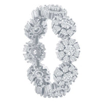 Classic Women's Flower Design CZ Eternity Ring - W-2706 ,