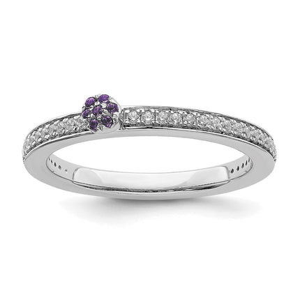 14k White Gold Stackable Expressions Amethyst and Diamond Ring | SK2077 ,