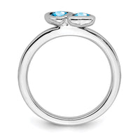 Sterling Silver Stackable Expressions Blue Topaz Double Heart Ring | QSK409 ,
