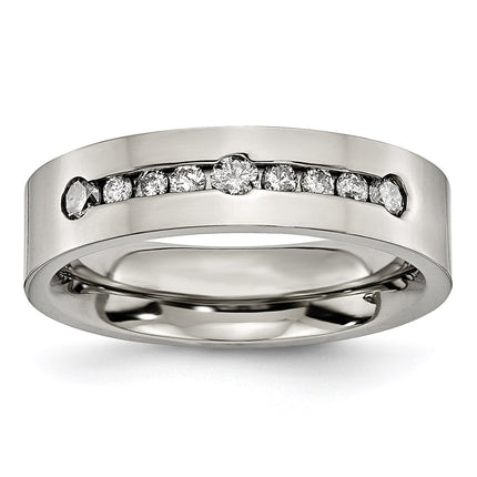 Titanium Polished 1/2 ct tw. Diamond 6mm Band | TB441A ,