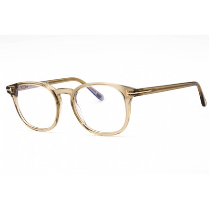Tom Ford Men's Eyeglasses - Shiny Beige Oval Plastic Full Rim Frame | FT5819-B 057 ,