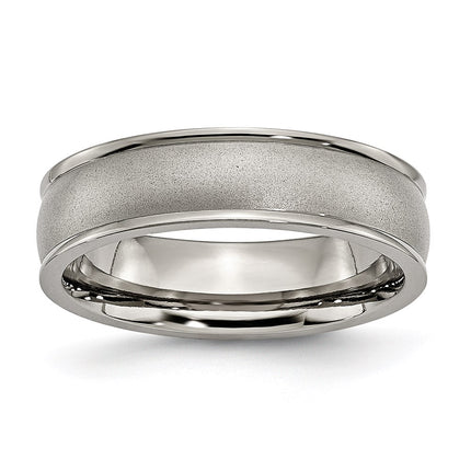 Titanium Ridged Edge 6mm Satin and Polished Band | TB166 ,