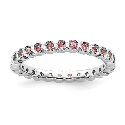 Sterling Silver Stackable Expressions Pink Tourmaline Ring | QSK371 ,
