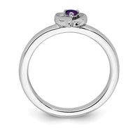 Sterling Silver Stackable Expressions Amethyst Heart Ring | QSK1523 ,