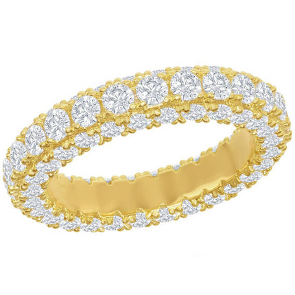 Classic Women's Gold Triple Row White CZ Band - W-2512 ,