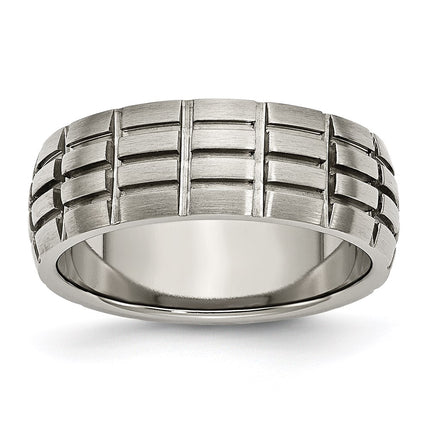 Titanium Notched & Grooved 8mm Satin Band | TB333 ,