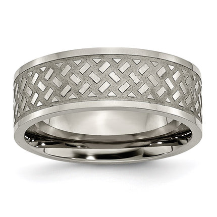 Titanium Weave Design 8mm Polished Band | TB199 ,