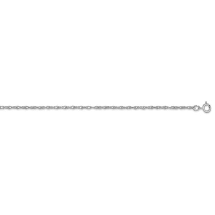 14K White Gold 1.35mm Carded Cable Rope Chain | 10RW ,