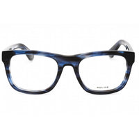 Police Men's Eyeglasses - Shiny Streaked Blue Acetate Square Shape Frame | VPLE37 06WR ,