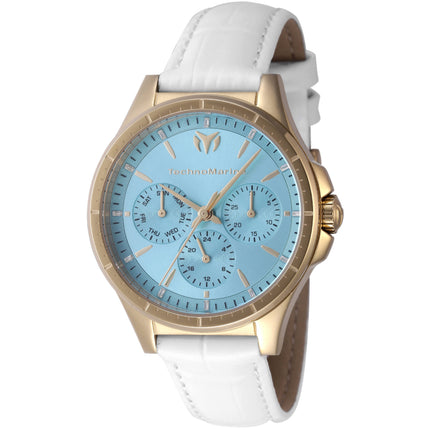Technomarine Women's Watch - Moonsun Quartz Light Blue Dial White Strap | TM-822061 ,