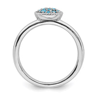 Sterling Silver Stackable Expressions Blue Topaz Rhodium Ring | QSK318 ,