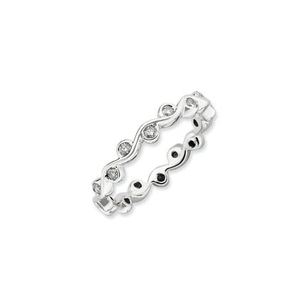 Sterling Silver Stackable Expressions Polished Diamond Ring | QSK635 ,