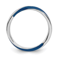 Sterling Silver Stackable Expressions Twisted Blue Enameled Ring | QSK559 ,