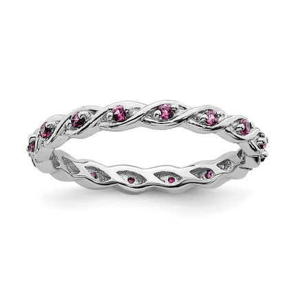 Sterling Silver Stackable Expressions Created Pink Sapphire Ring | QSK1479 ,