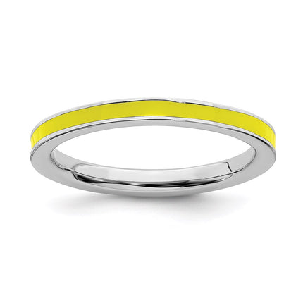 Sterling Silver Stackable Expressions Yellow Enameled 2.25mm Ring | QSK144 ,