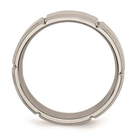 Titanium Beveled Edge Grooved 8mm Brushed and Polished Band | TB76 ,