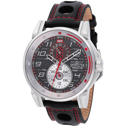 Invicta Men's Watch - Invicta Racing Quartz Silver Case Black Leather Strap | 47533 ,