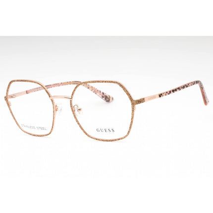 Guess Women's Eyeglasses - Shiny Rose Gold Geometric Full Rim Metal Frame | GU2912 028 ,