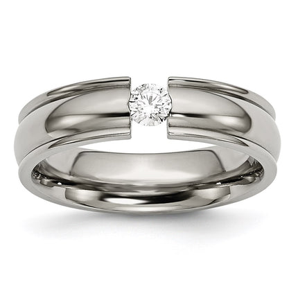 Titanium Grooved 6mm Diamond Polished Band | TB173AA ,