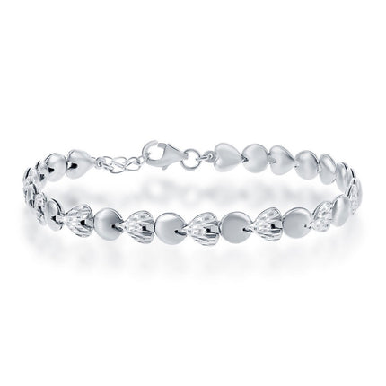 Classic Women's Bracelet - Sterling Silver Alternating D-C Hearts and Circles | S-4729 ,