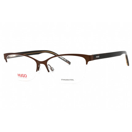 Hugo Women's Eyeglasses - Matte Brown Metal Cat Eye Half Rim Frame | HG 1079 04IN 00 ,