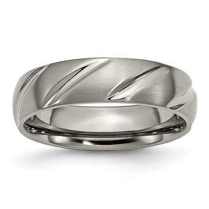 Titanium Swirl Design 6mm Satin Band | TB321 ,