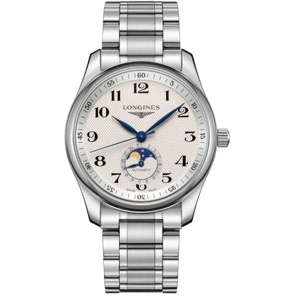 Longines Men's Watch - Master Moon Phase Silver Tone Dial Stainless Steel | L29094786 ,