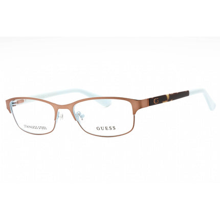 Guess Women's Eyeglasses - Dark Brown Metal Full Rim Rectangular Frame | GU2614 050 ,