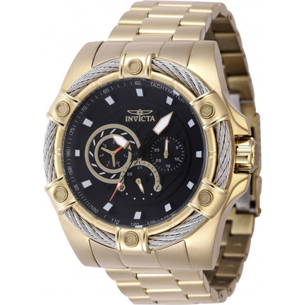 Invicta Men's Watch - Bolt Quartz Day-Date Black Dial Yellow Gold Bracelet | 46868 ,