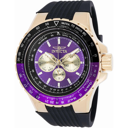 Invicta Men's Watch - Aviator Chronograph Purple and Gold Tone Dial Strap | 44613 ,