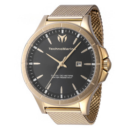 Technomarine Men's Watch - MoonSun Charcoal Dial Yellow Gold Bracelet | TM-822007 ,