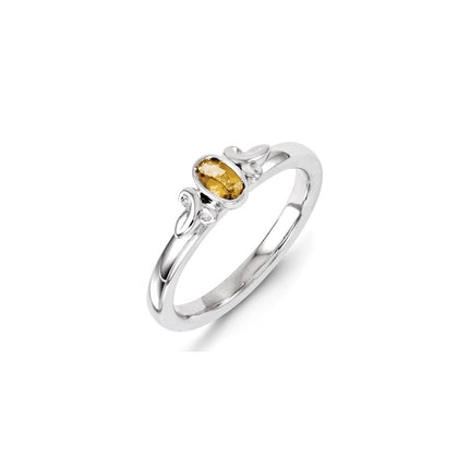 Sterling Silver Stackable Expressions Citrine Ring | QSK1295 ,