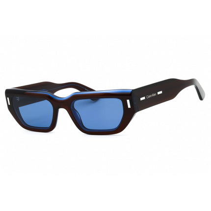 Calvin Klein Unisex Sunglasses - Brown/Azure Rectangular Full Rim Frame | CK24500S 227 ,