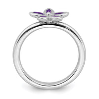 Sterling Silver Stackable Expressions Amethyst Flower Ring | QSK488 ,