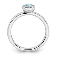 Sterling Silver Stackable Expressions Low 5mm Round Aquamarine Ring | QSK510 ,