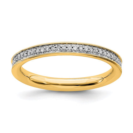 Sterling Silver Stackable Expressions & Diamonds Gold-plated Ring | QSK492 ,