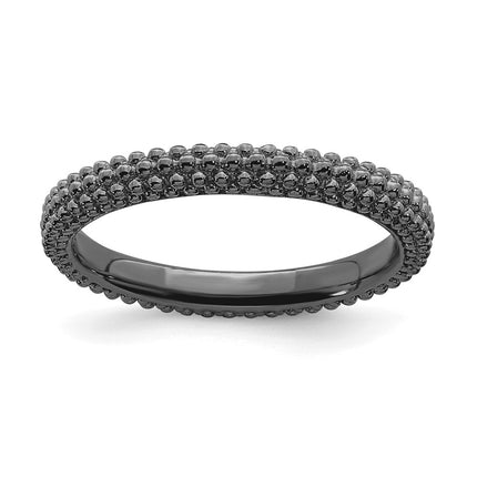 Sterling Silver Stackable Expressions Black-plated Domed Ring | QSK881 ,