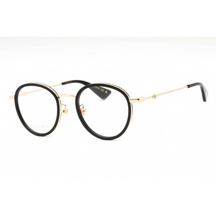 Gucci Unisex Eyeglasses - Black/Gold Metal Round Shape Full Rim Frame | GG0608OK 001 ,