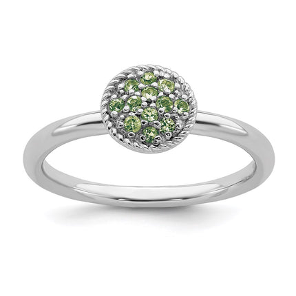 Sterling Silver Stackable Expressions Peridot Rhodium Ring | QSK322 ,