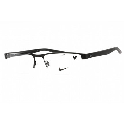 Nike Men's Eyeglasses - Satin Black/Black Rectangular Half Rim Frame | Nike 8137 001 ,