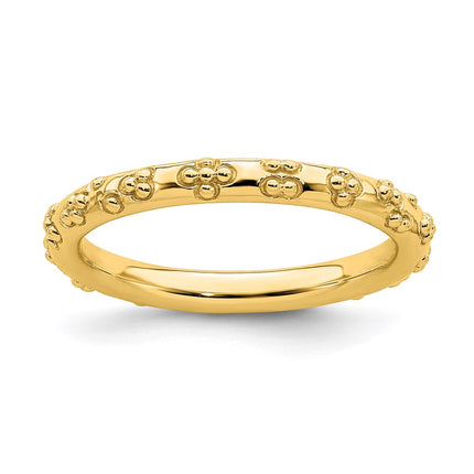 Sterling Silver Stackable Expressions Gold-plated Textured Ring | QSK1614 ,