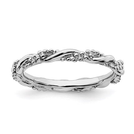Sterling Silver Stackable Expressions Rhodium Twist Ring | QSK2004 ,