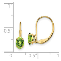 14k 6x4mm Oval Peridot Leverback Earrings ,