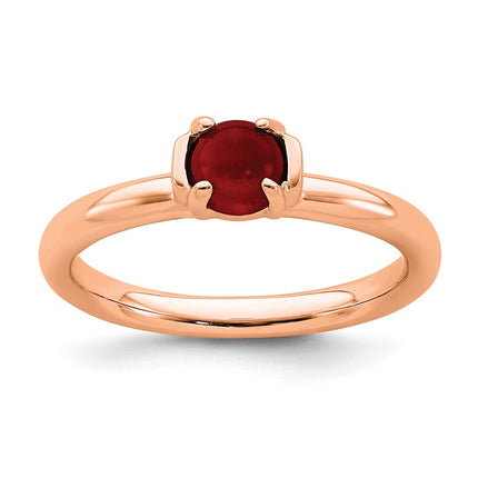 Sterling Silver Stackable Expressions Garnet Pink-plated Ring | QSK741 ,