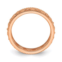 Sterling Silver Stackable Expressions Pink-plated Carved Band | QSK1670 ,