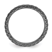 Sterling Silver Stackable Expressions Black-plated Criss-cross Ring | QSK189 ,